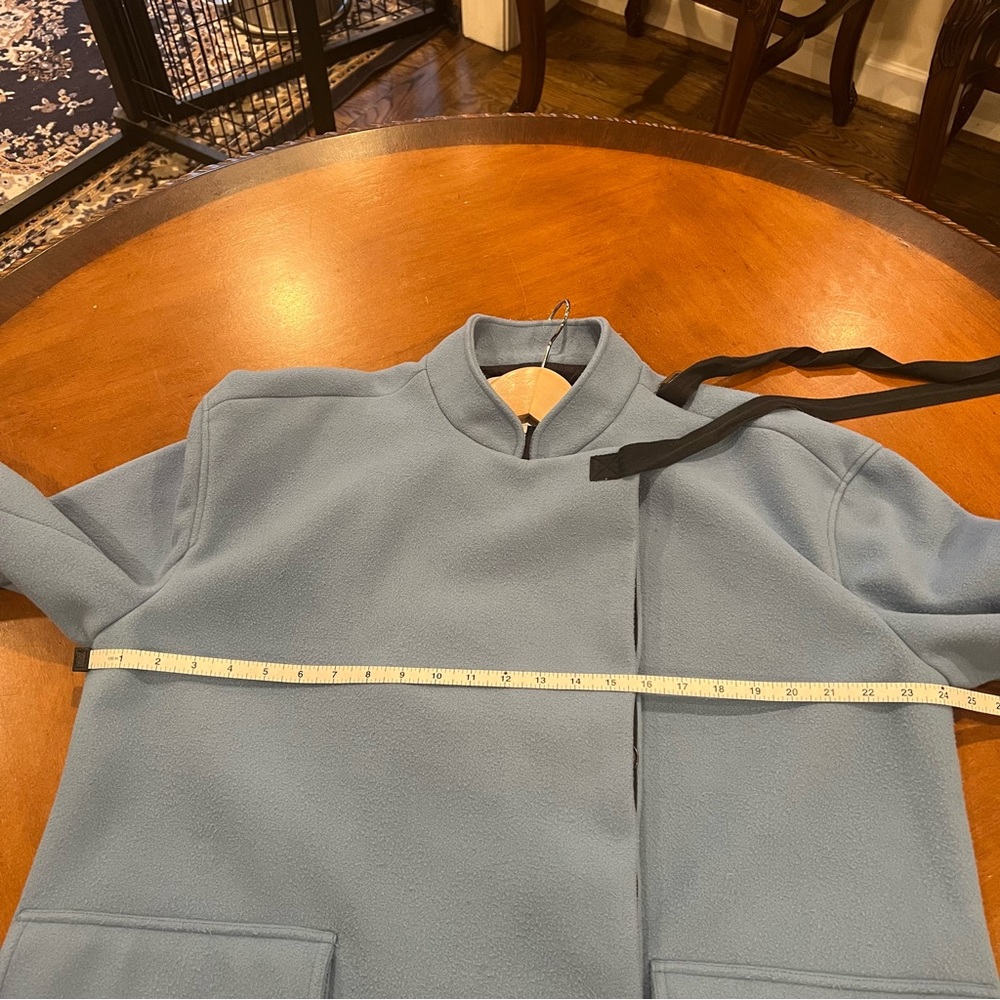 10 Crosby Derek Lam Sky Blue Cape Coat with Black Detail - Picture 14 of 16